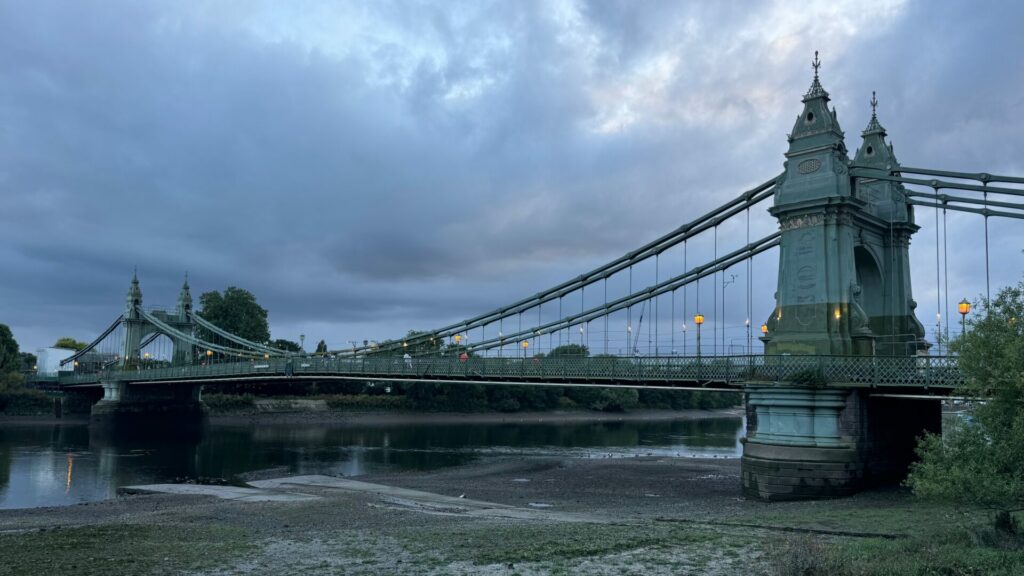 A view of Hammersmith Bridge, just before dusk