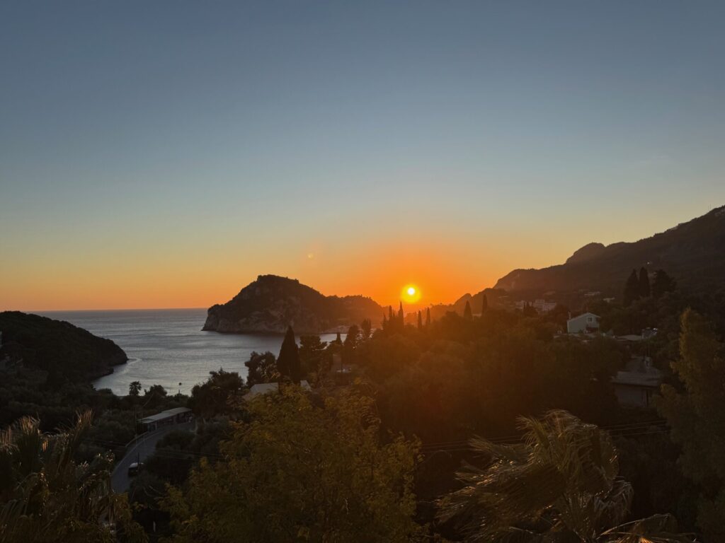 Sunset over the Paleokastritsa bay, Corfu