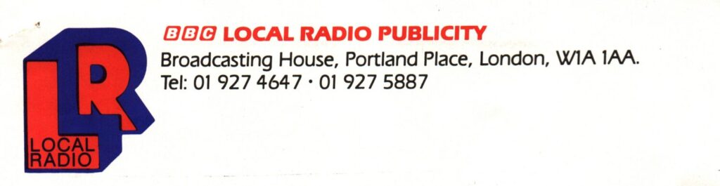 BBC Local Radio Publicity - Letterhead, January 1985